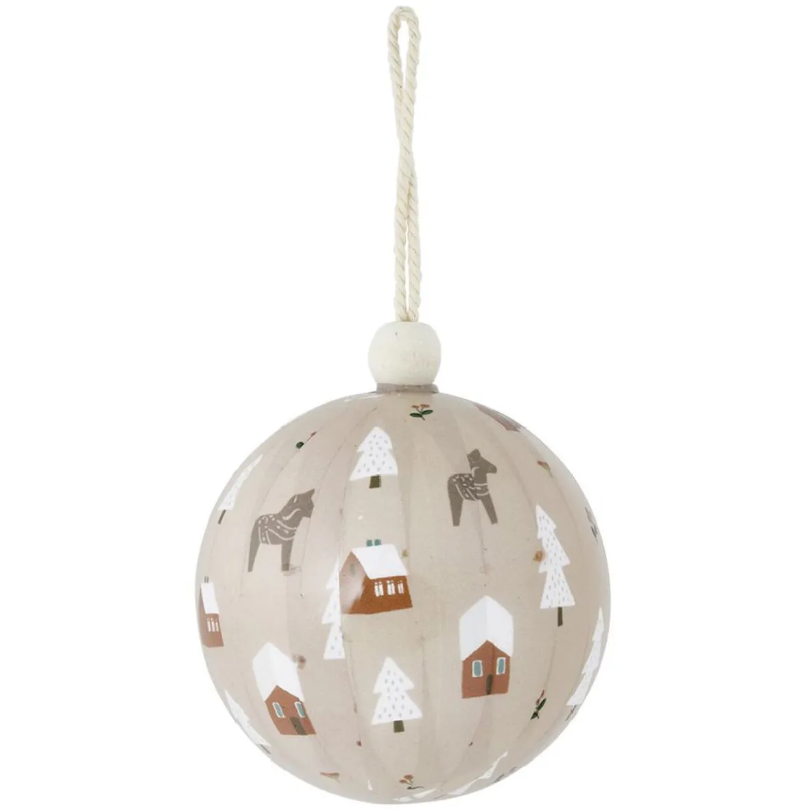Boule de Noël village et cheval beige et blanc Ø8cm - 3 modèles-Gifi Clearance