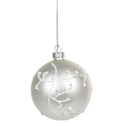 Boule de sapin de Noël argenté branches blanche et strass-Gifi Best