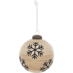 Boule en verre effet bois naturel motif flocon-Gifi Clearance