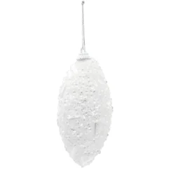 Boule et goutte sapin Noël blanc argent relief-Gifi Outlet