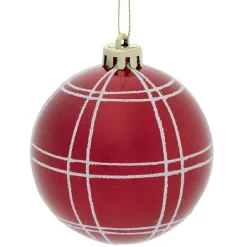 Boule Noël quadrillage blanc ou rouge Ø8cm - vert/blanc/rouge-Gifi Discount