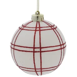 Boule Noël quadrillage blanc ou rouge Ø8cm - vert/blanc/rouge-Gifi Discount