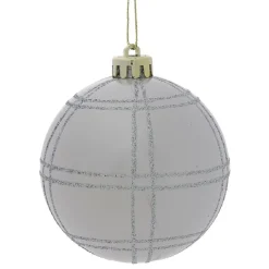 Boule Noël quadrillage Ø8cm - argenté/blanc/doré-Gifi Clearance