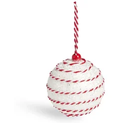 Boule Noël ruban torsadé Ø8cm rouge et blanc - 2 modèles-Gifi Sale