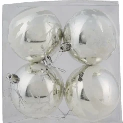 Boule sapin Noël argent motifs x4-Gifi Discount
