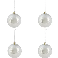 Boule sapin Noël argent motifs x4-Gifi Discount
