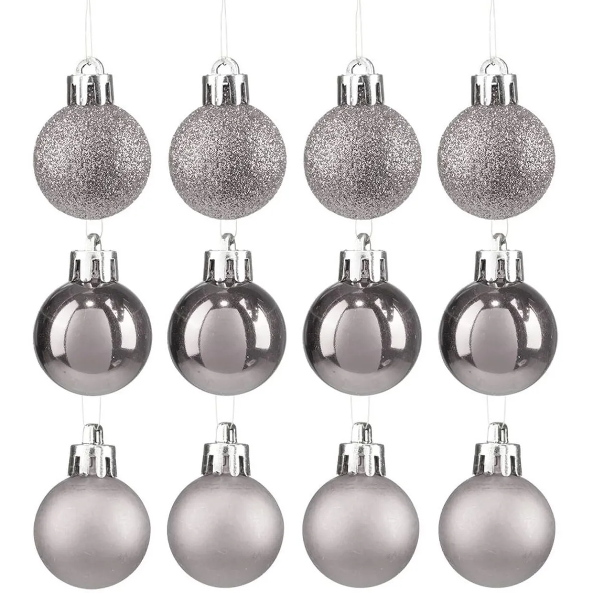 Boules de Noël argentées Ø4-5-6 cm x20-Gifi Discount