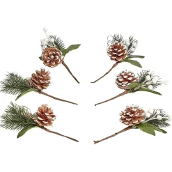 Branche de Décoration x6 avec pomme de pin-Gifi New