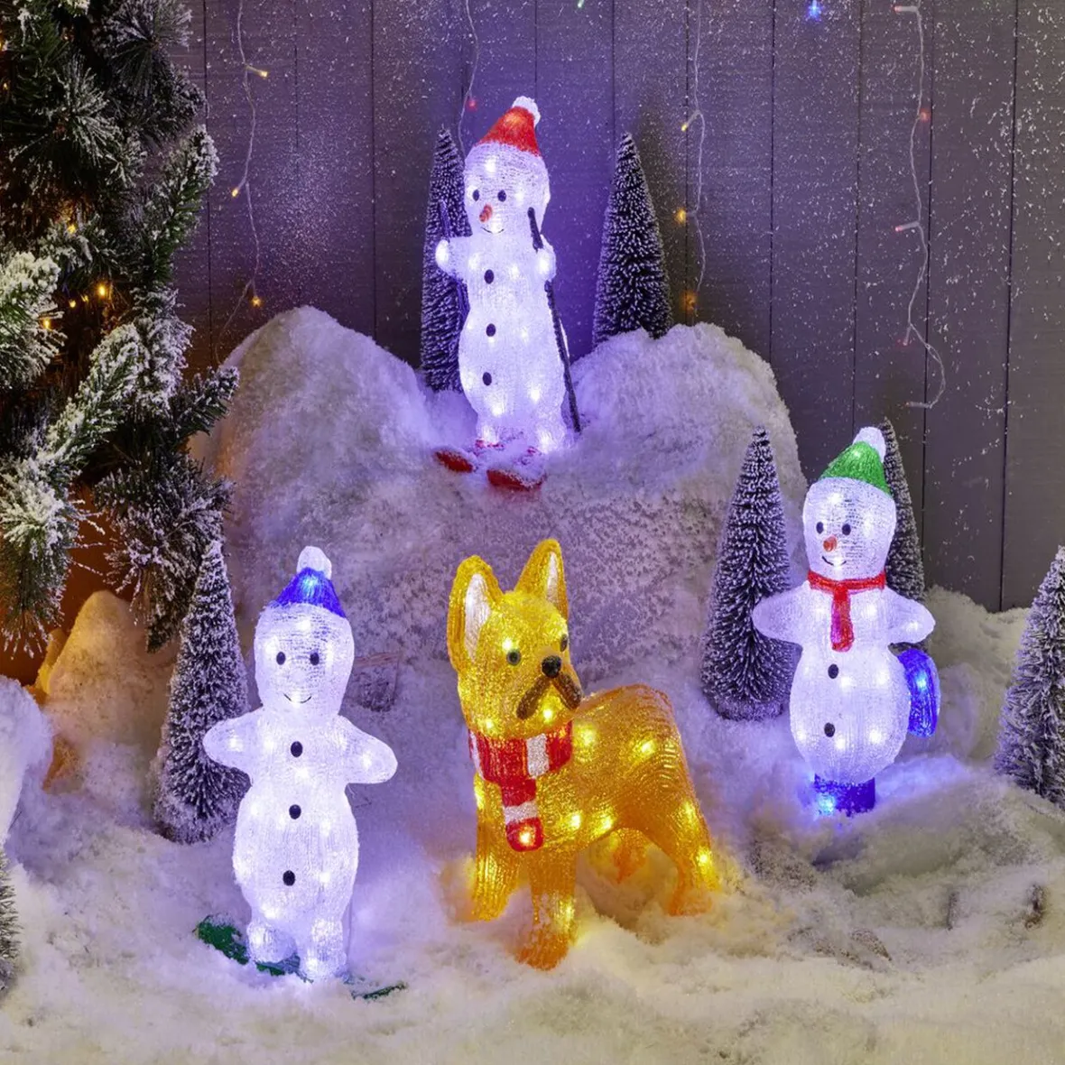 Bulldog de Noël lumineux 30 LED blanc froid H30cm-Gifi Hot