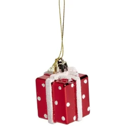 Cadeau à suspendre brillant rouge et blanc 3,5x3,5x3,5cm-Gifi Clearance