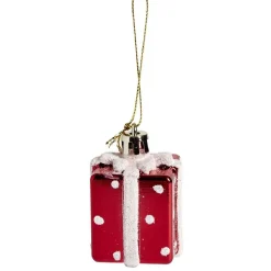 Cadeau à suspendre brillant rouge et blanc 3,5x3,5x3,5cm-Gifi Clearance