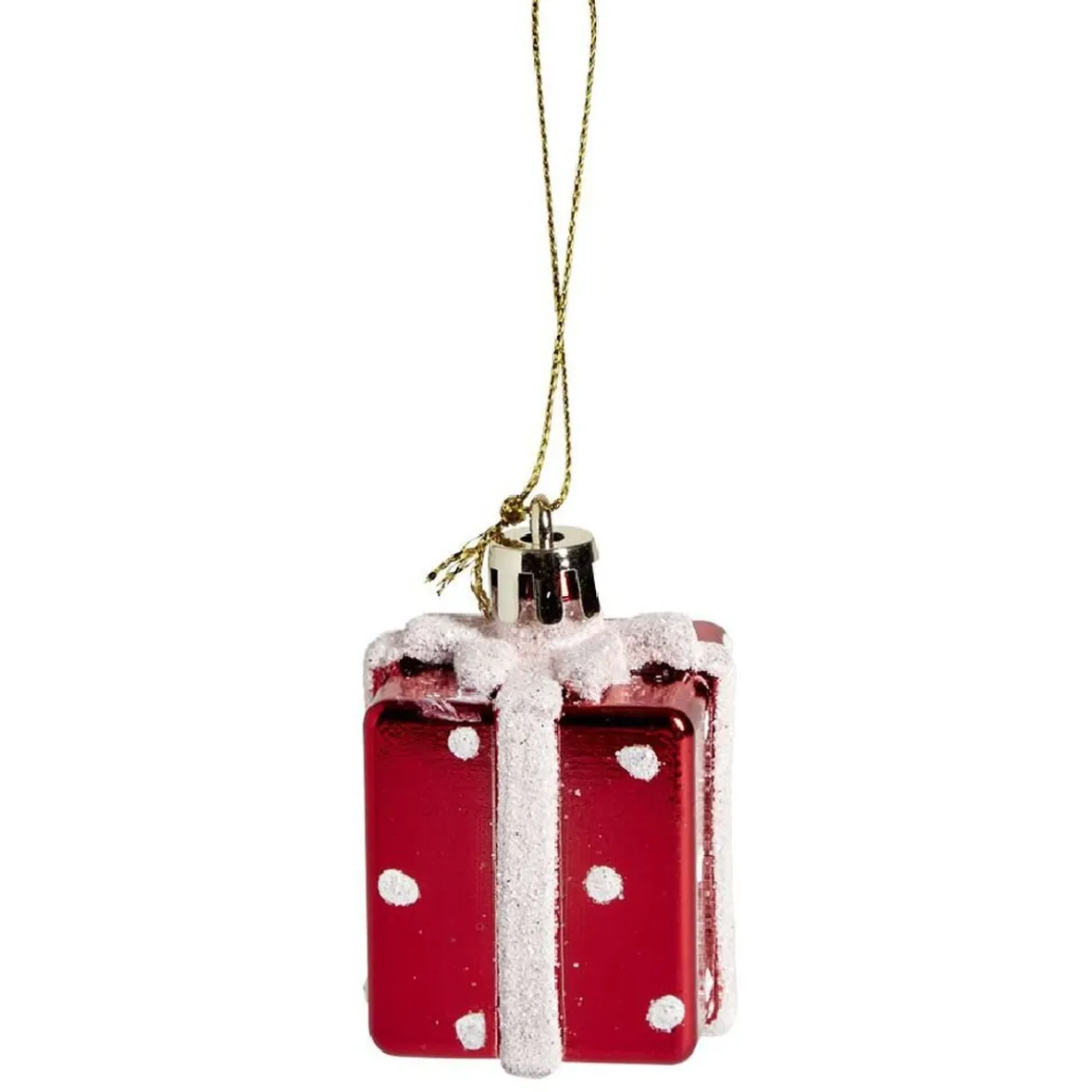 Cadeau à suspendre brillant rouge et blanc 3,5x3,5x3,5cm-Gifi Clearance