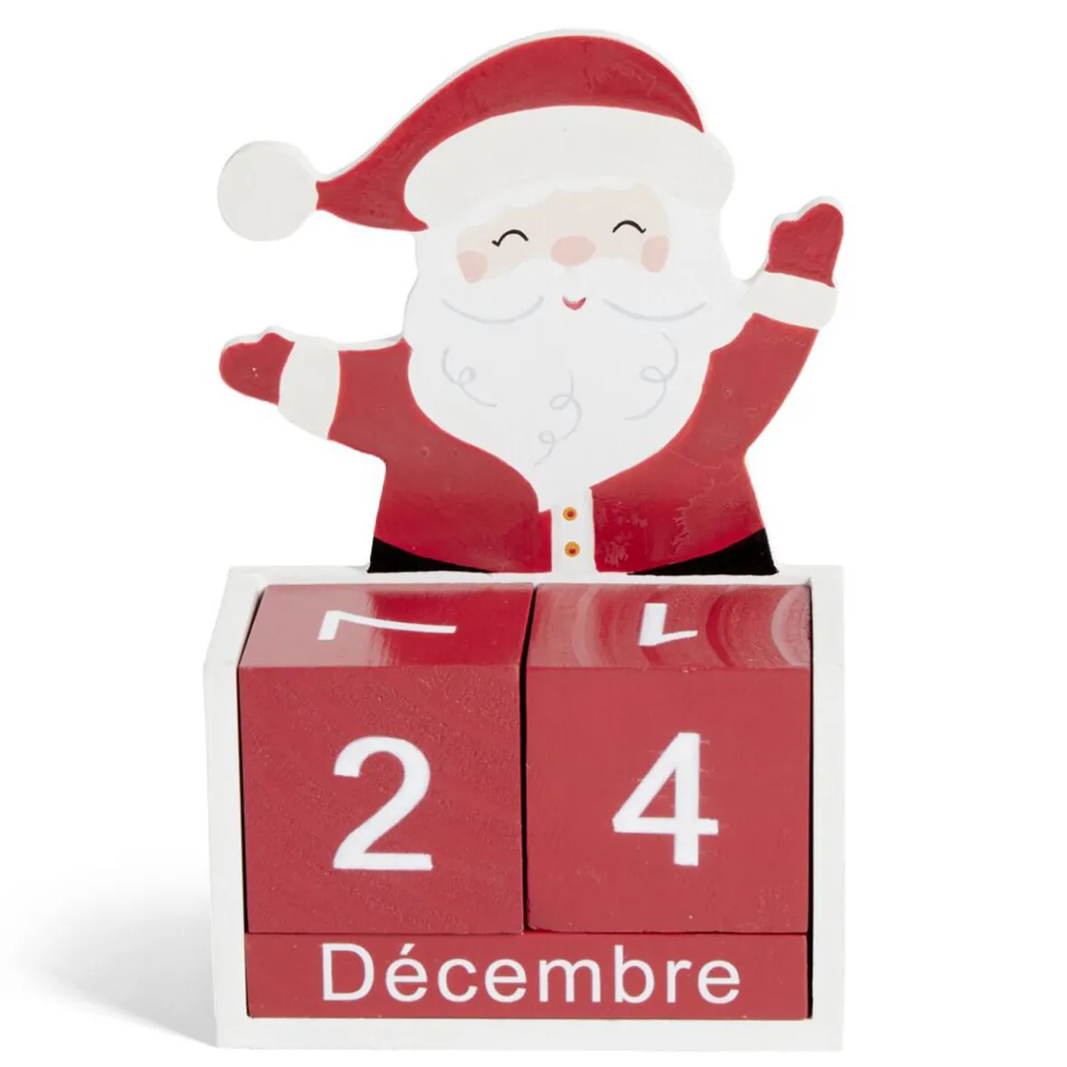 Calendrier de Noël à poser cubes en bois avec Père Noël H15cm-Gifi Hot