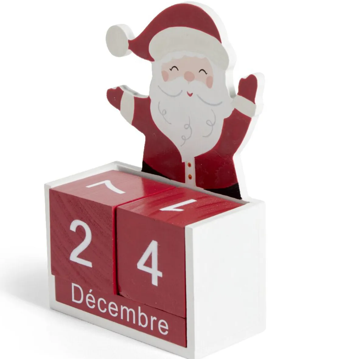 Calendrier de Noël à poser cubes en bois avec Père Noël H15cm-Gifi Hot