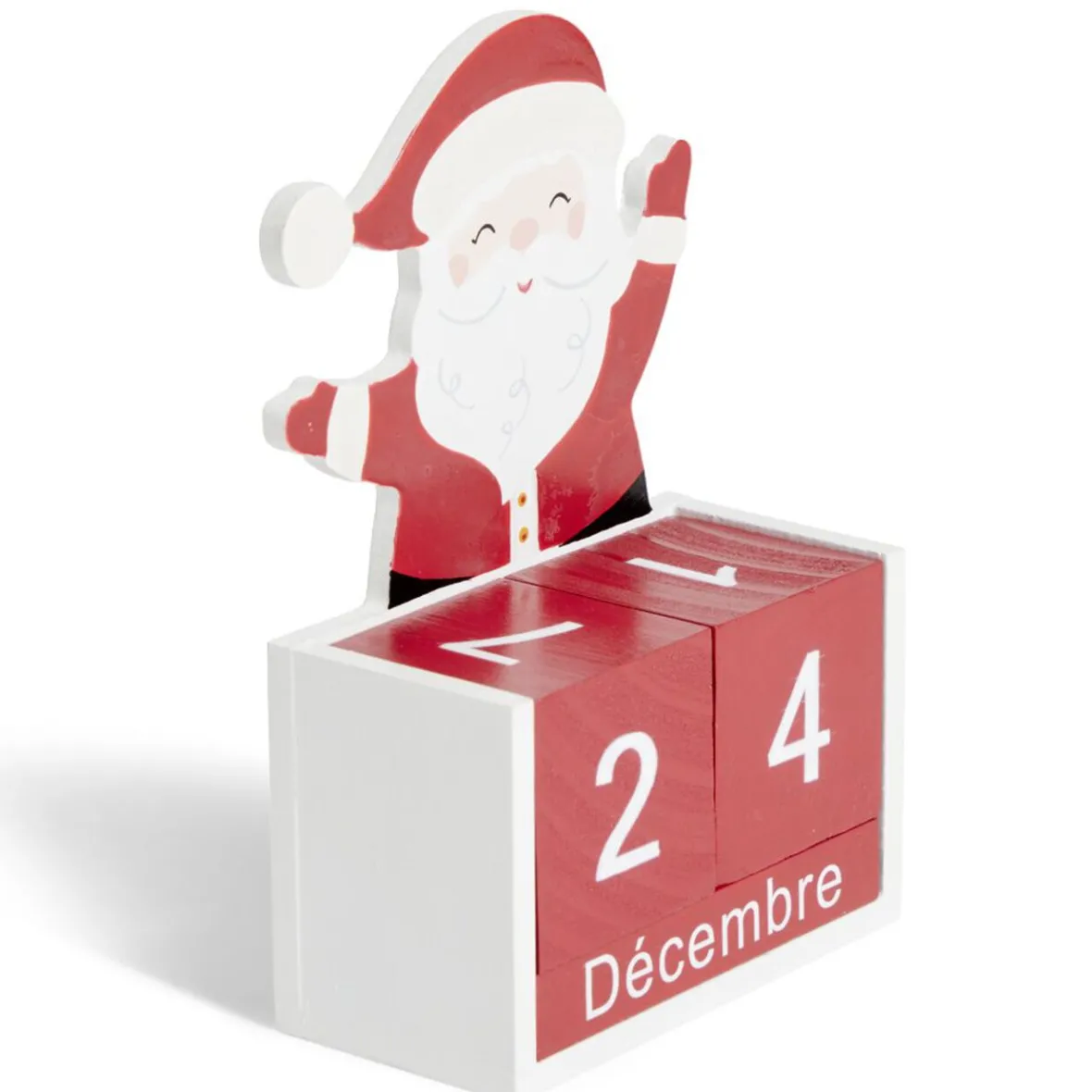 Calendrier de Noël à poser cubes en bois avec Père Noël H15cm-Gifi Hot
