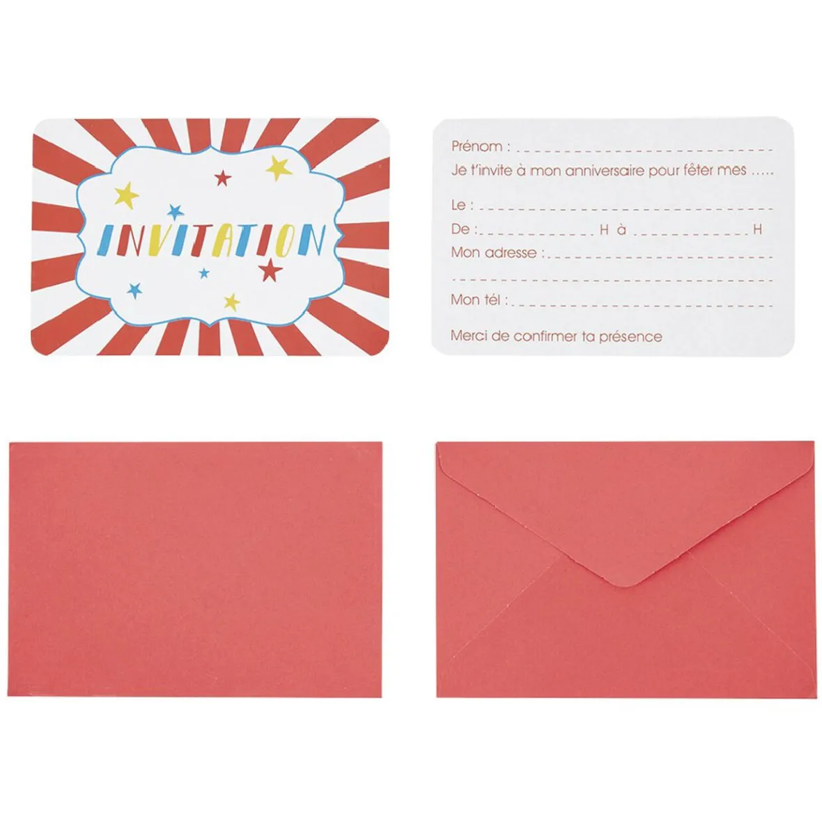 Carte d'invitation Circus avec enveloppe x 8-Gifi New