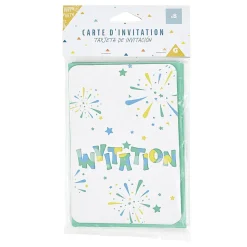 Carte d'invitation feux d'artifice avec enveloppe x 8-Gifi Discount