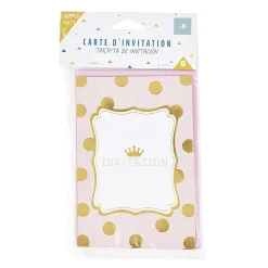 Carte d'invitation rose et doré à poids avec enveloppe x 8-Gifi Sale