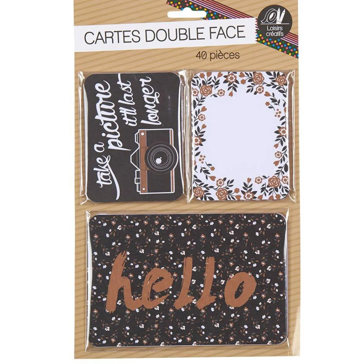Carte imprimée double face noir doré x40-Gifi