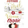 Carte Joyeux Noël et Bonne année motif guirlande boule blanc et rouge-Gifi Best