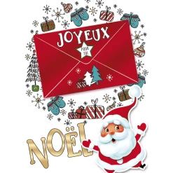 Carte Joyeux Noël porte billet motif cadeaux Père Noël rouge et blanc-Gifi