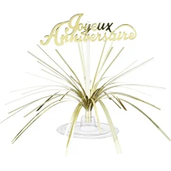 Centre de table "Joyeux anniversaire" doré-Gifi Online