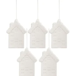 Chalet déco à suspendre Noël blanc H.10 cm x5-Gifi Sale