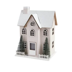 Chalet de Noël lumineux H20,5cm - 2 coloris rouge ou blanc-Gifi Discount