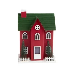 Chalet de Noël lumineux H20,5cm - 2 coloris rouge ou blanc-Gifi Discount
