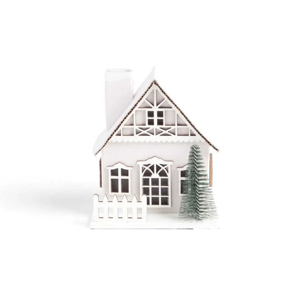 Chalet de Noël lumineux H11cm rouge ou blanc-Gifi Hot