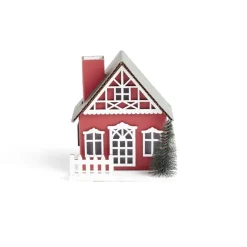 Chalet de Noël lumineux H11cm rouge ou blanc-Gifi Hot