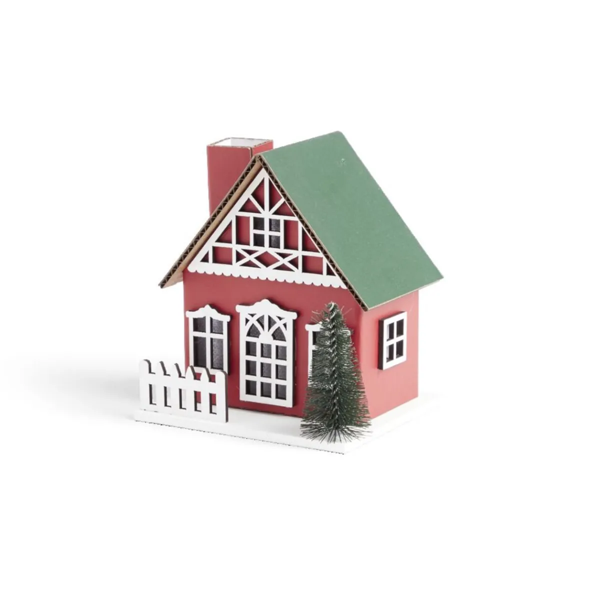 Chalet de Noël lumineux H11cm rouge ou blanc-Gifi Hot