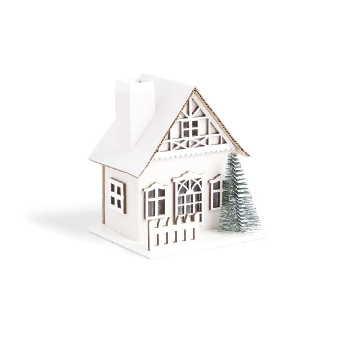 Chalet de Noël lumineux H11cm rouge ou blanc-Gifi Hot