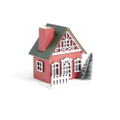 Chalet de Noël lumineux H11cm rouge ou blanc-Gifi Hot