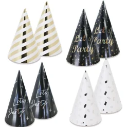 Chapeau de fête anniversaire noir et doré x8-Gifi Sale