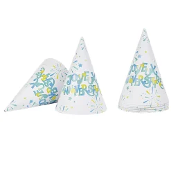 Chapeau de fête Joyeux anniversaire et feux d'artifice en carton x 8-Gifi Outlet