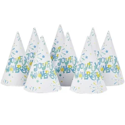 Chapeau de fête Joyeux anniversaire et feux d'artifice en carton x 8-Gifi Outlet