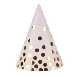Chapeau de fête rose à poids doré en carton x 8-Gifi