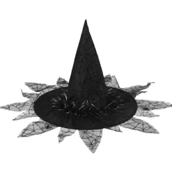 Chapeau de sorcière et toiles d'araignées Halloween noir-Gifi