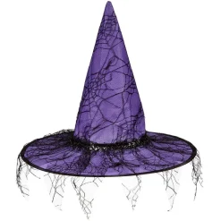 Chapeau de sorcière Halloween avec dentelle Ø40xH37cm-Gifi