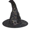 Chapeau de sorcière noir lune doré Halloween-Gifi Outlet