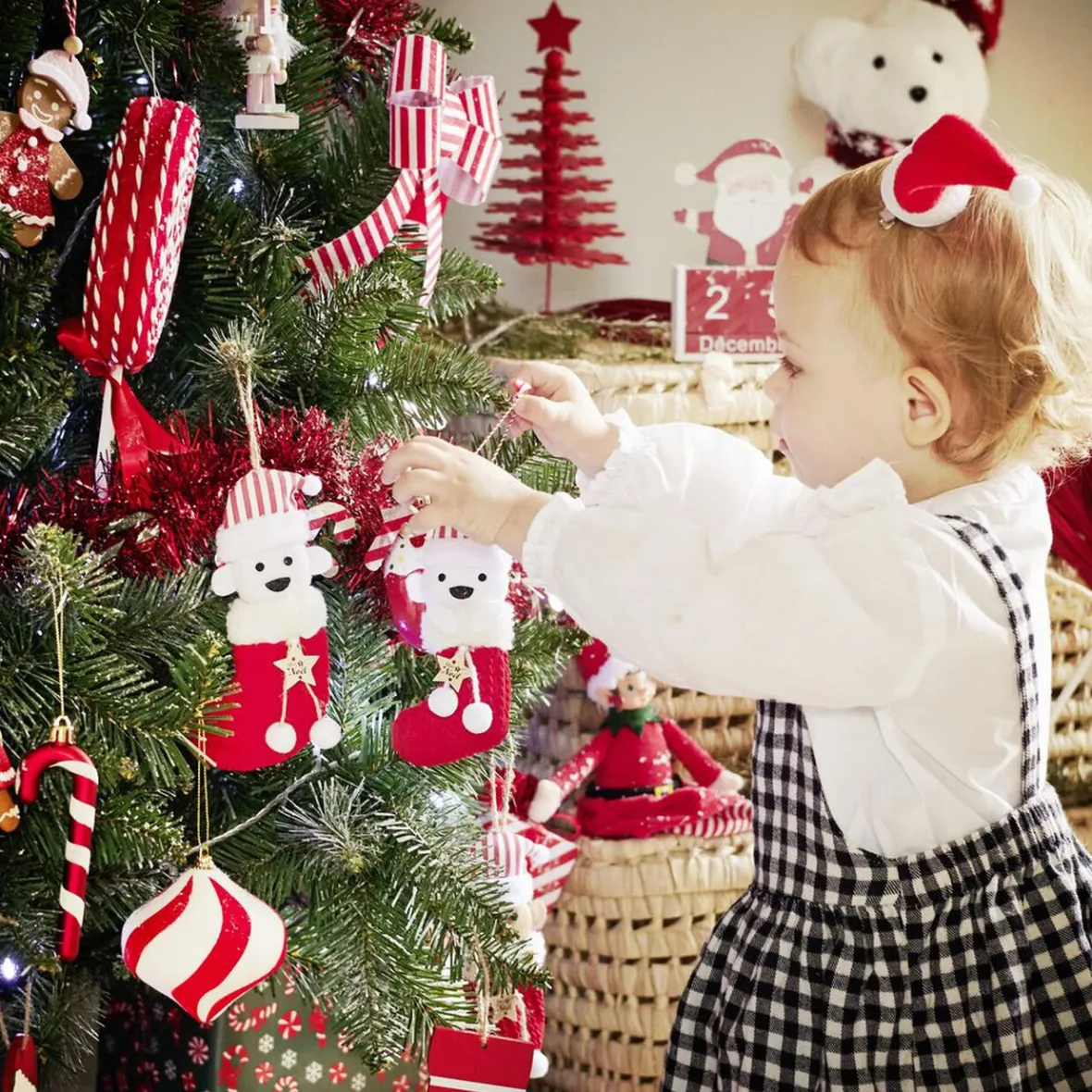 Chaussette à suspendre ourson "Mon 1er Noël" 7,5x15cm-Gifi Best