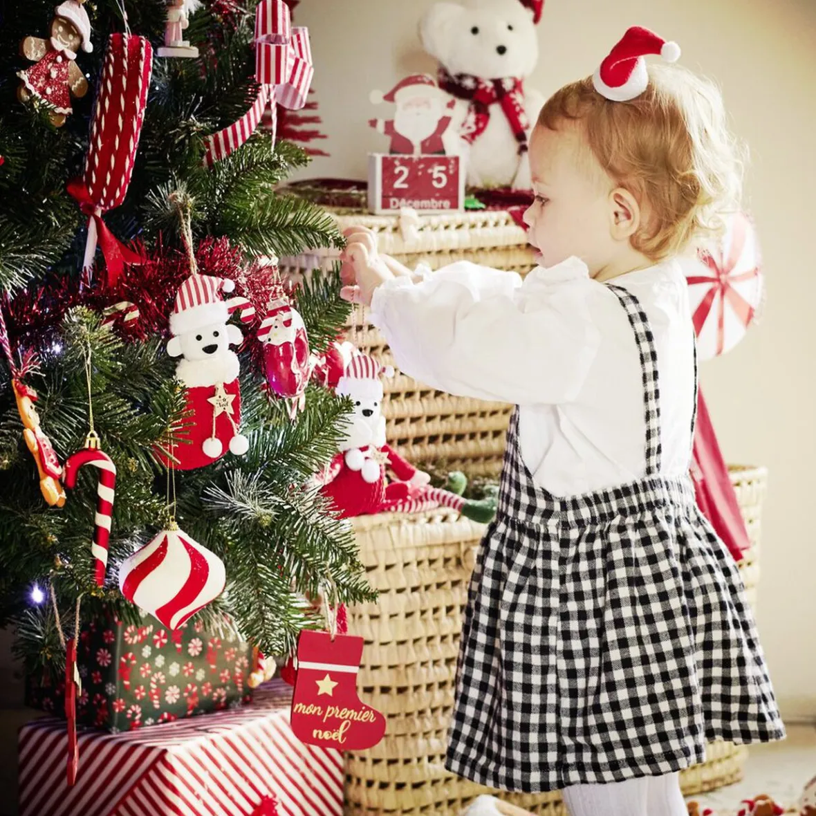 Chaussette à suspendre ourson "Mon 1er Noël" 7,5x15cm-Gifi Best