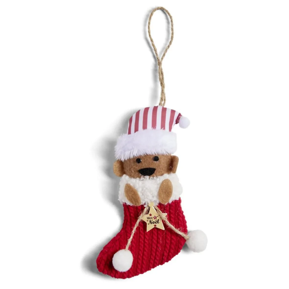 Chaussette à suspendre ourson "Mon 1er Noël" 7,5x15cm-Gifi Best