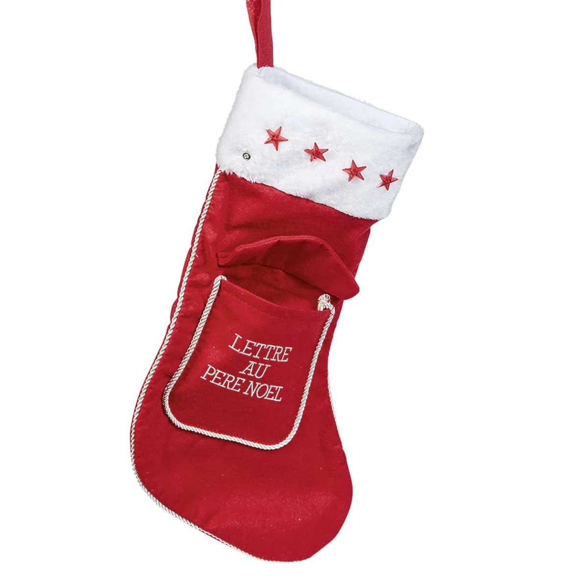 Chaussette de Noël avec poche Lettre au père Noël à suspendre-Gifi