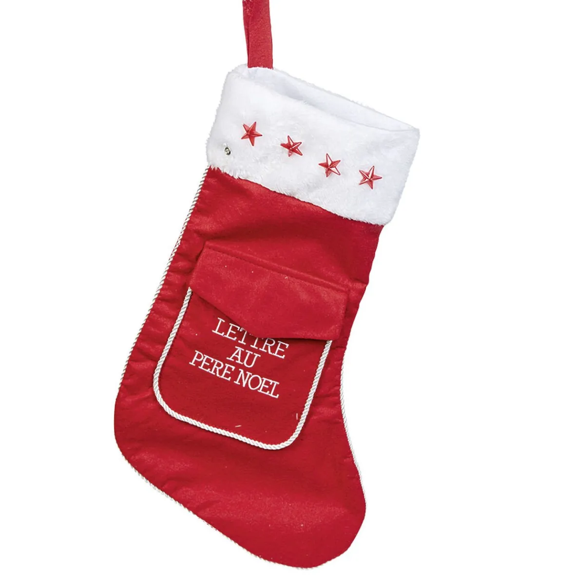 Chaussette de Noël avec poche Lettre au père Noël à suspendre-Gifi