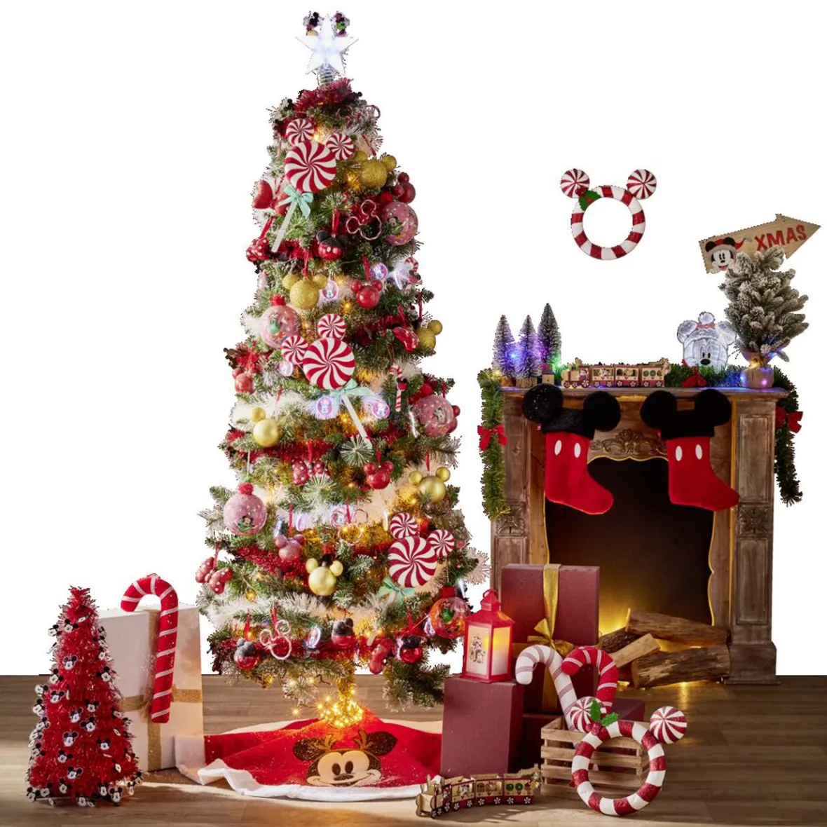 Chaussette de Noël Disney Mickey rouge et noir 24xH41cm-Gifi Best