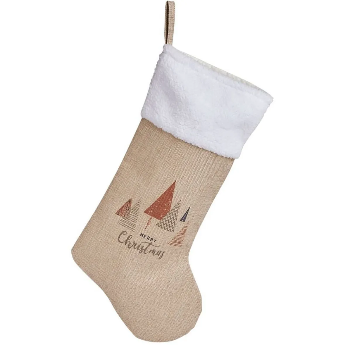 Chaussette de Noël marron et blanche H44cm-Gifi Discount