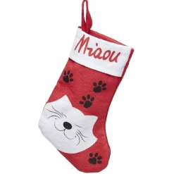 Chaussette de noël motif chat en texttile-Gifi Outlet