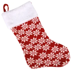 Chaussette de Noël rouge et blanche motif flocons-Gifi